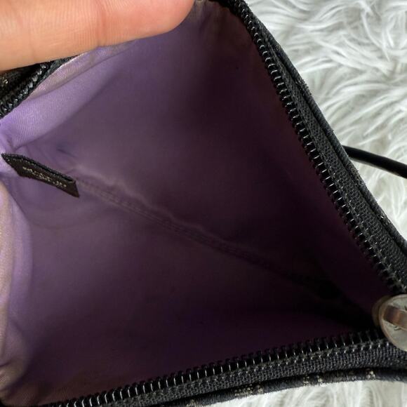 COACH Black Gray Signature Canvas Wristlet - Picture 5 of 6